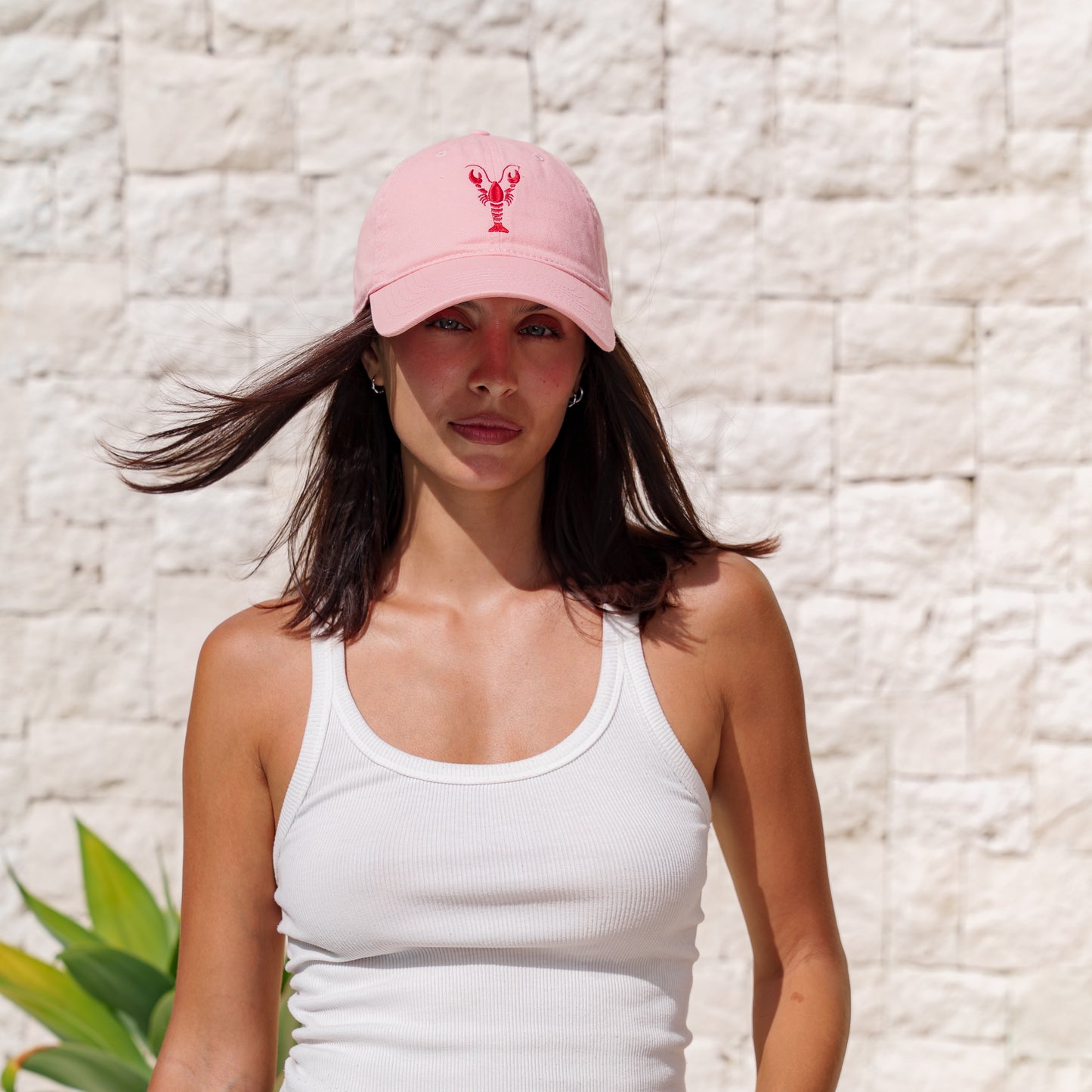 Pink Lobster Embroidered Cap