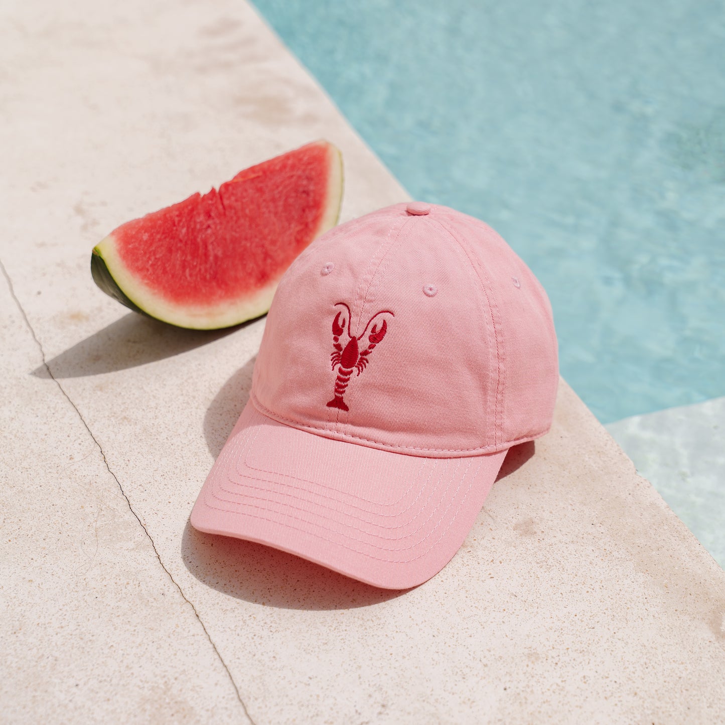 Pink Lobster Embroidered Cap