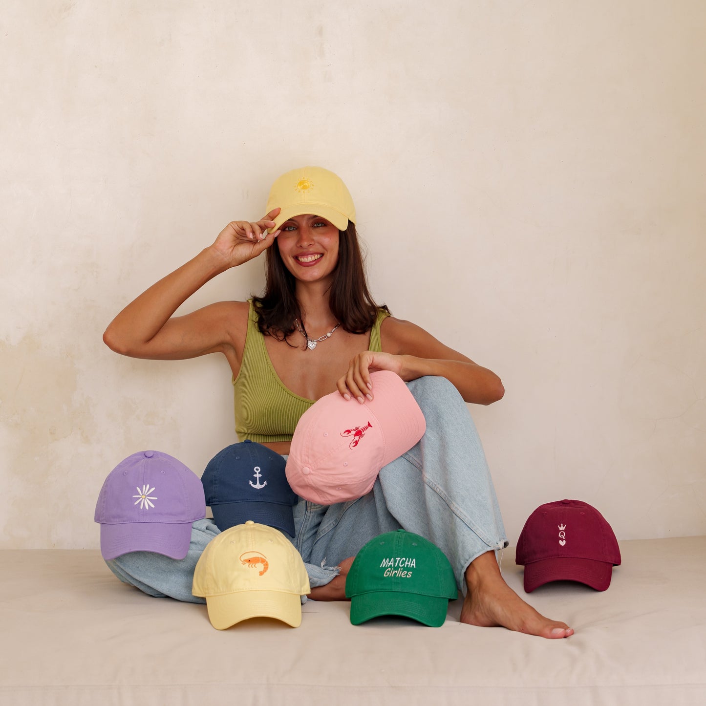 Pink Lobster Embroidered Cap
